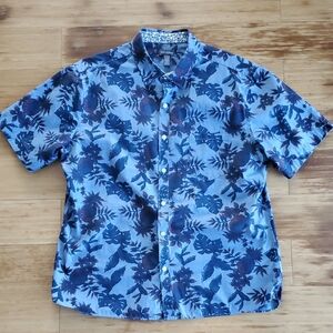 Van Heusen Blue and Navy Floral Button Down Shirt
